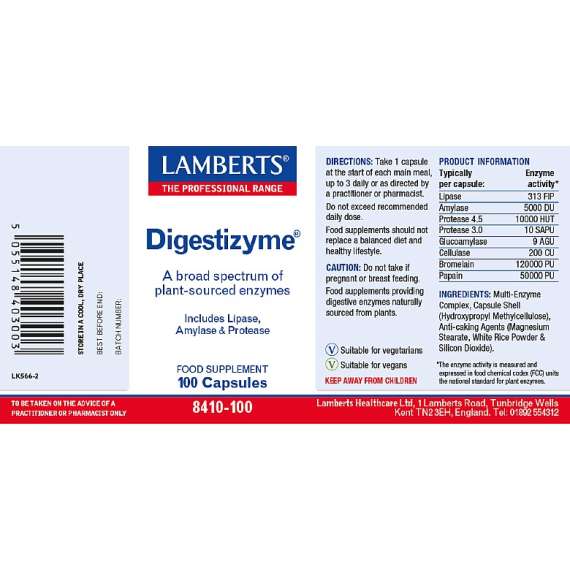Buy Lamberts Digestizyme 100 Capsules Supplement in [storefront]