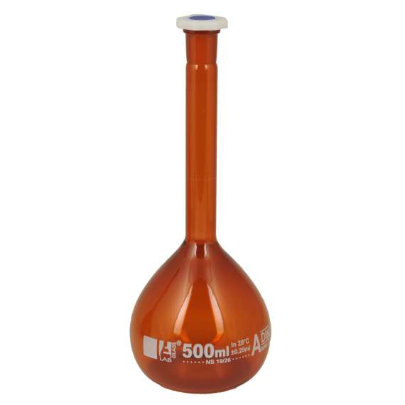 Buy Borosil Amber 500ml Glass Volumetric Flask in [storefront]