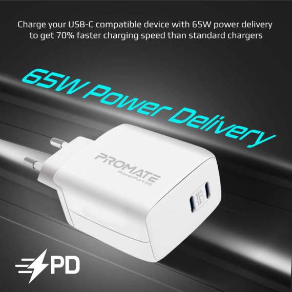 Buy Promate PowerPort-65 Charging Adapter in [storefront]