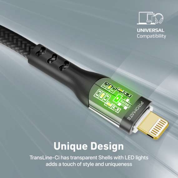 Buy Promate TransLine-Ci USB-C to Lightning with Transparent Shells Cable in [storefront]