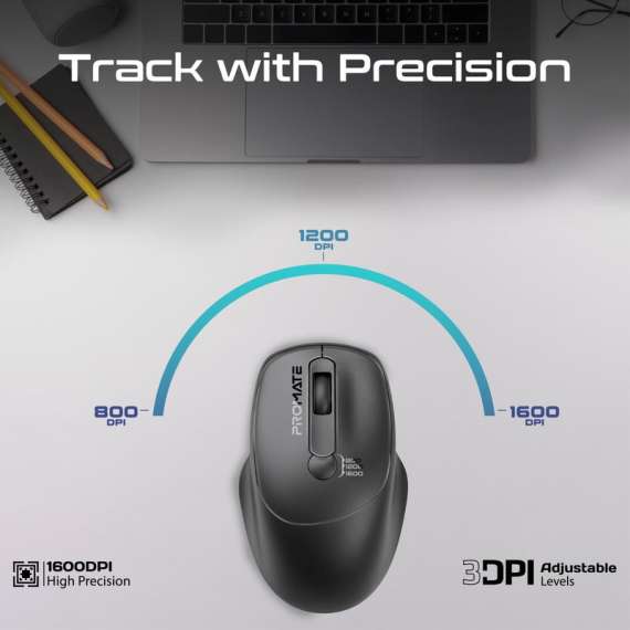 Buy Promate UniGlide Ergonomic Wireless Mouse in [storefront]