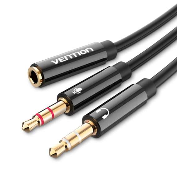 Buy Vention 2*3.5mm Male to 4 Pole 3.5mm Female 0.3M Audio Cable in [storefront]