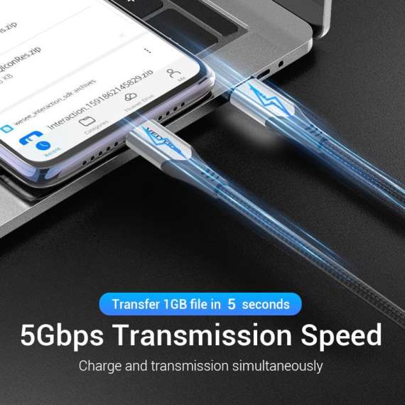 Buy Vention Cotton Braided USB C to USB C 3.1 1M  Gray  Cable in [storefront]