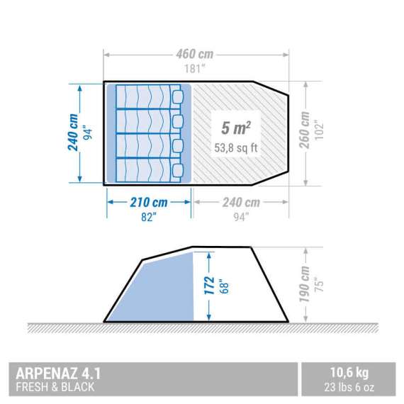 Buy Quechua Arpenaz 4.1 Fresh & Black  4 Persons 1 Bedroom Camping Tent with Poles in [storefront]