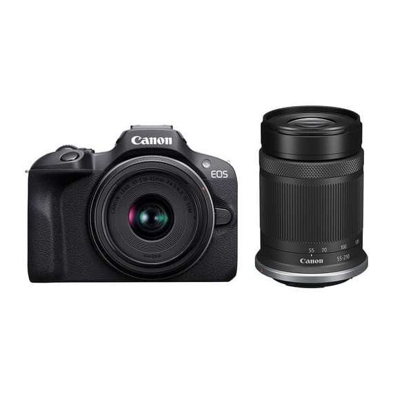 Buy Canon EOS R100 Mirrorless Camera with 18-45mm Lens and 55-210mm Lenses Kit in [storefront]