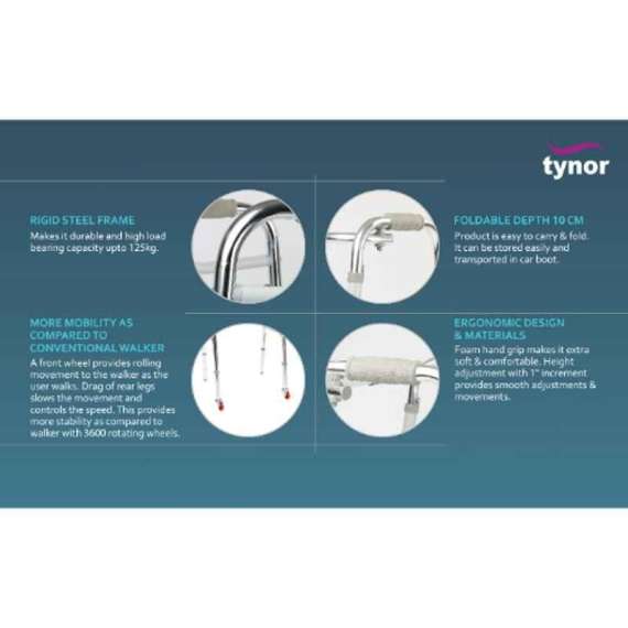 Buy Tynor Heavy Duty Walking Frame with Front Wheels in [storefront]