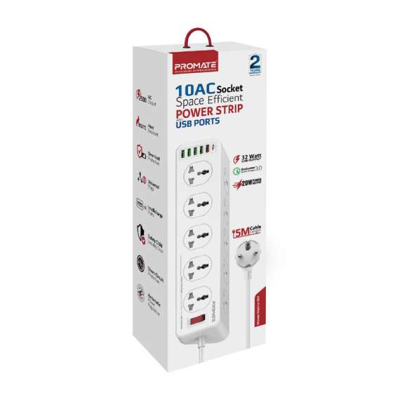 Buy Promate 10AC Socket Space Efficient Power Strip in [storefront]