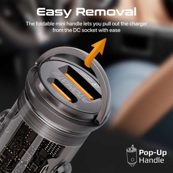 Buy Promate Transparent Quick Charging Dual Port Mini Car charger in [storefront]