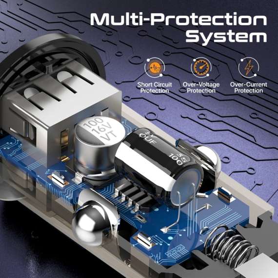 Buy Promate Transparent Quick Charging Dual Port Mini Car charger in [storefront]