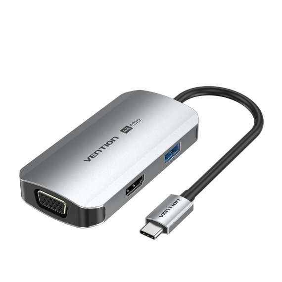Buy Vention USB-C to HDMI/VGA/USB 3.0/PD  0.15M Gray Docking Station in [storefront]