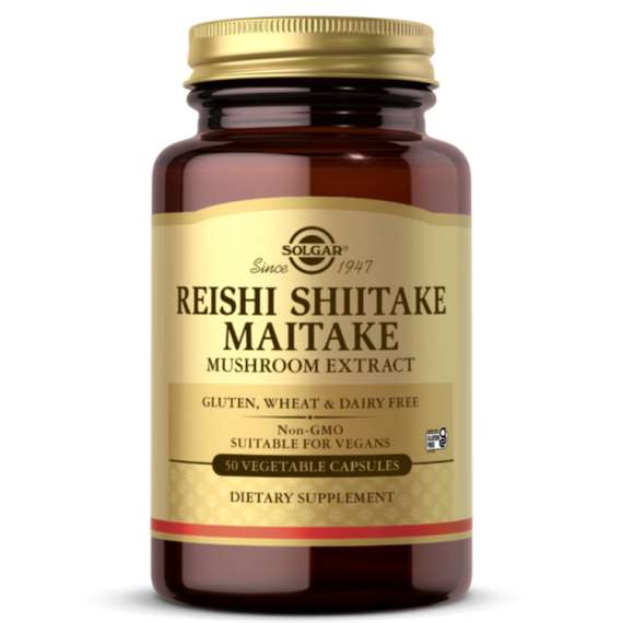 Buy Solgar Reishi Shiitake Maitake Mushroom Extract 50 Vegetable Capsules in [storefront]
