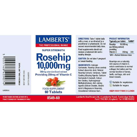Buy Lamberts Rosehip 10000mg 60Tablets Supplement in [storefront]