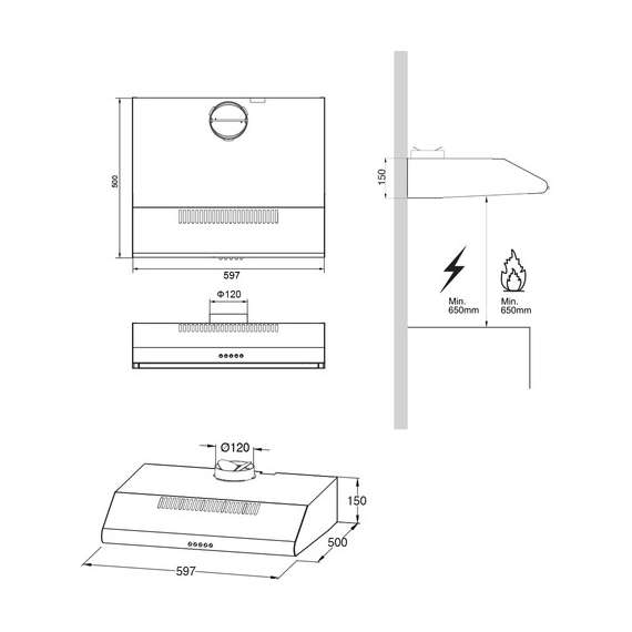 Buy Mika MHC601BB 60cm Under Cabinet Cassette Hood in [storefront]