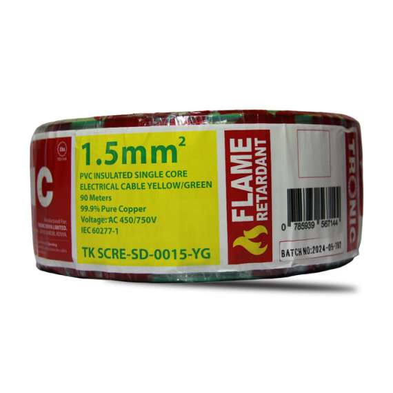 Buy Tronic TK SCRE-SD-0015-YG 1.5mm- Yellow/Green Single Core Solid Cable in [storefront]