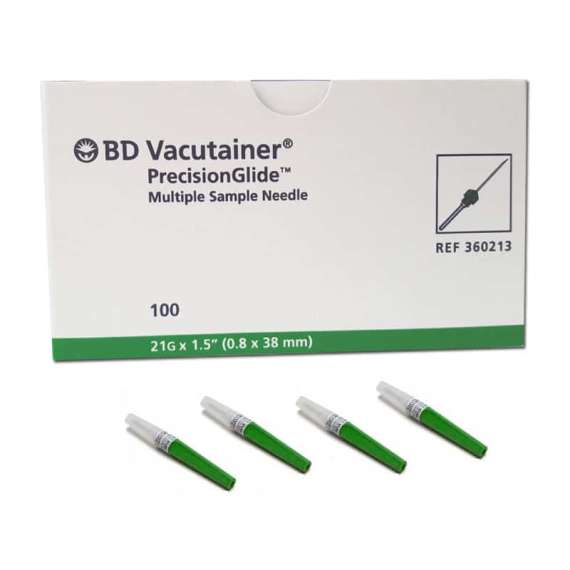 Buy BD Vacutainer Precision Glide 100Pack Multi Sample Blood Collection Needles, Needle Size: 21G, Needle Length : 38mm in [storefront]