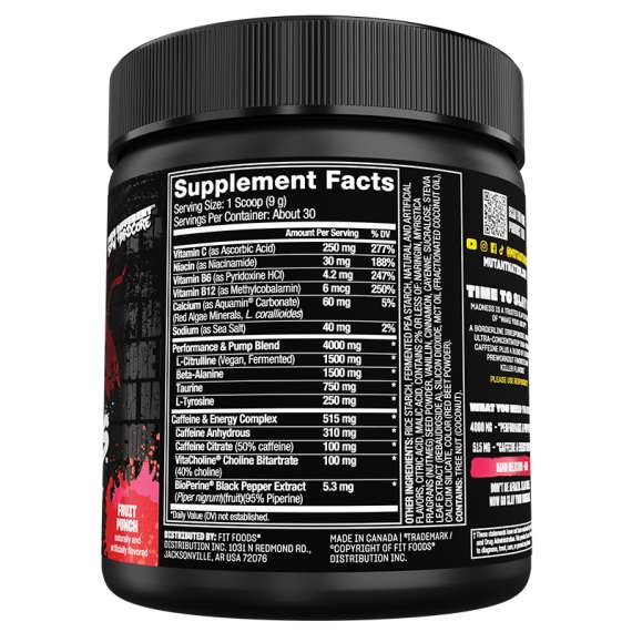Buy Mutant Madness 30Servings PreWorkout Supplement, Flavor: Fruit Punch in [storefront]