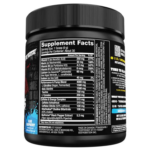 Buy Mutant Madness 30Servings PreWorkout Supplement, Flavor: Blue Raspberry in [storefront]