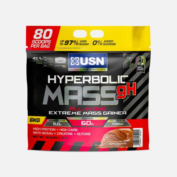 Buy USN 6kg Hyperbolic Mass All In One Extreme Mass Gainer Supplement, Flavor: Dutch Chocolate in [storefront]