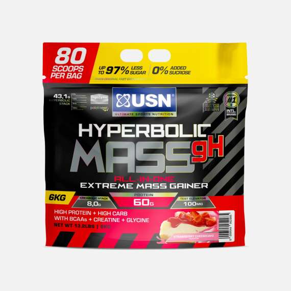 Buy USN 6kg Hyperbolic Mass All In One Extreme Mass Gainer Supplement, Flavor: Strawberry Cheesecake in [storefront]