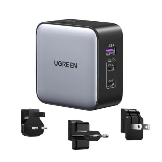 Buy UGREEN 65W 3-Port GaN Fast Charger with Interchangeable Plugs in [storefront]