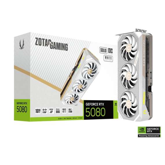 Buy ZOTAC Gaming GeForce RTX 5080 SOLID OC White Edition 16GB GDDR7 Graphics Card in [storefront]