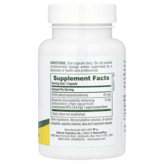Buy NaturesPlus Dhea-25 with Bioperine 25mg 60Capsules Supplement in [storefront]