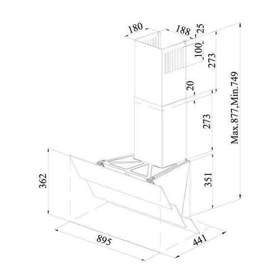 Buy MIKA MHA954T3GW Angled Wall Mounted 90cm Hood in [storefront]