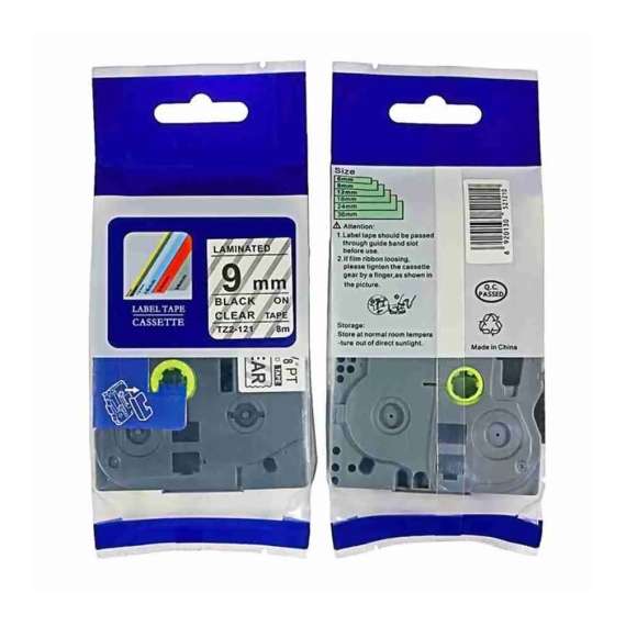 Buy Brother TZ2-121 9mm Black on Clear Compatible Label Tape in [storefront]