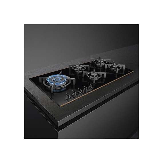 Buy SMEG PV695LCNR 5 Gas  Black Glass WOK Cast Iron 90CM Built In Hob in [storefront]