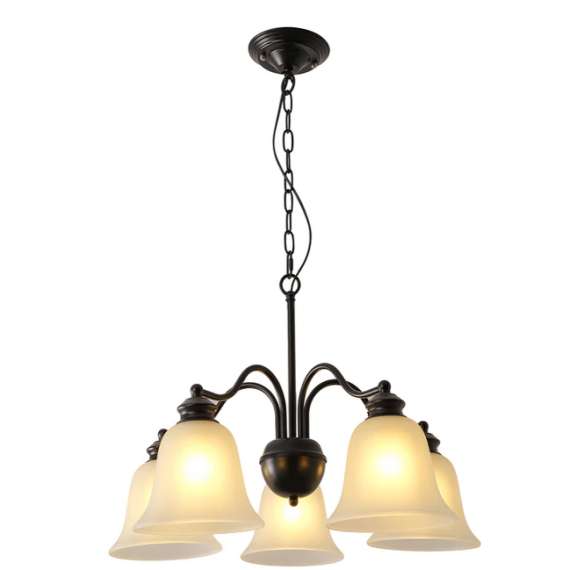 Buy Tronic Black Chandelier – 5XE27 with Frosted Glass Shades in [storefront]