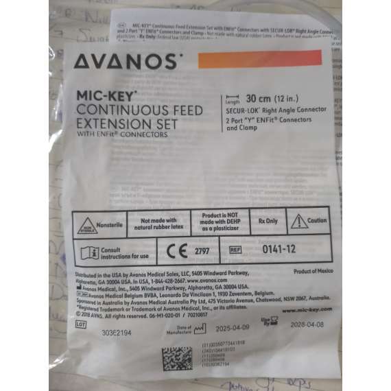 Buy Avanos Mic Key 30cm Continuous Feed Extension Set With ENFit Connector in [storefront]