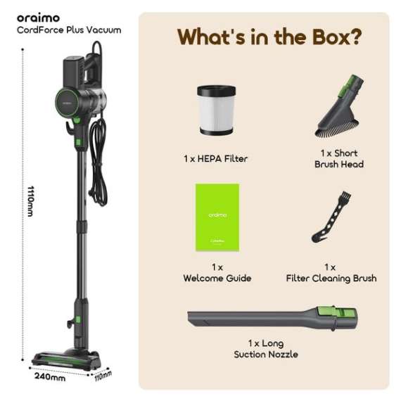Buy Oraimo CordForce Plus Corded Stick Vacuum in [storefront]