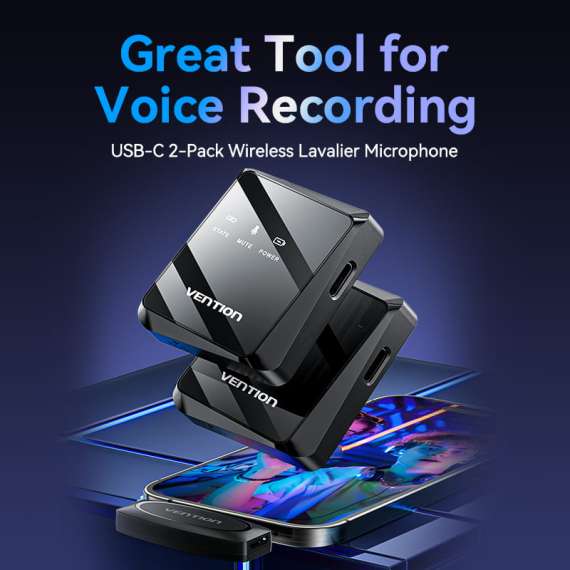 Buy Vention USB-C 2-Pack Wireless Lavalier Microphone in [storefront]