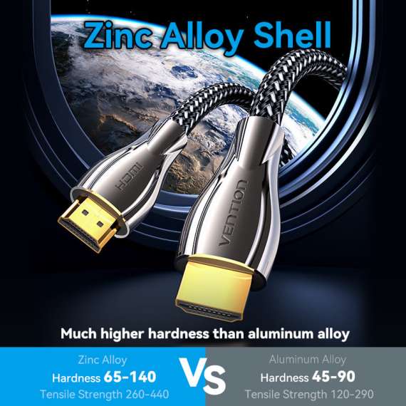 Buy Vention 10M Cotton Braided 4K HDMI Cable zinc Alloy Type in [storefront]
