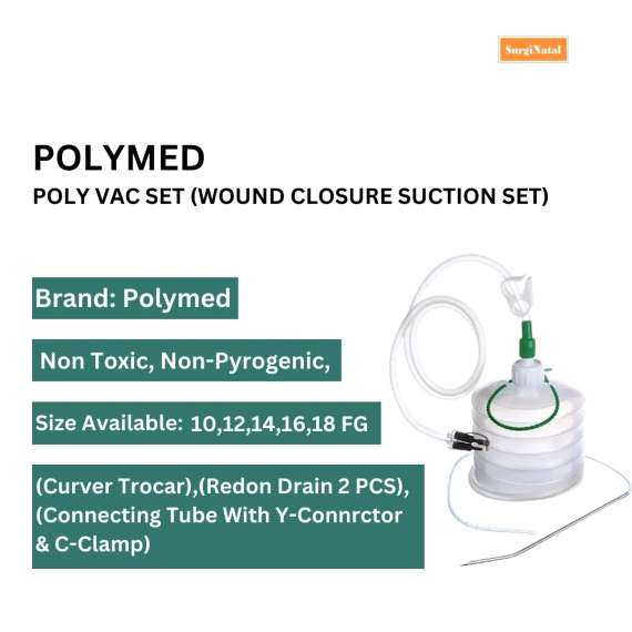Buy Polymed Polyvac Set Closed Wound Suction Unit, Tube Size: 10 in [storefront]