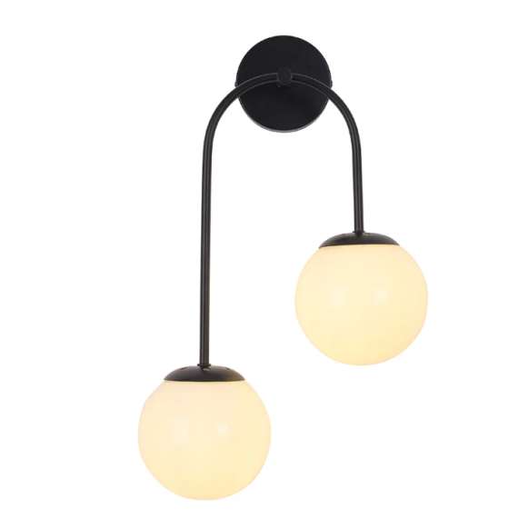 Buy Tronic PL 1154-02-RT-BK Dual Globe Curve Black Finish Wall Light in [storefront]