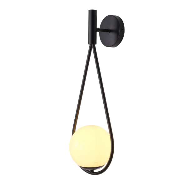Buy Tronic PL 1165-W1-BK Teardrop Globe Black Finish Wall Light in [storefront]