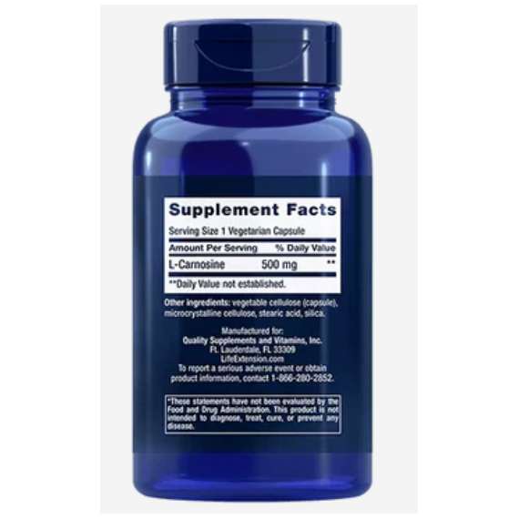 Buy Life Extension  500mg Carnosine 60 Capsules Supplement in [storefront]