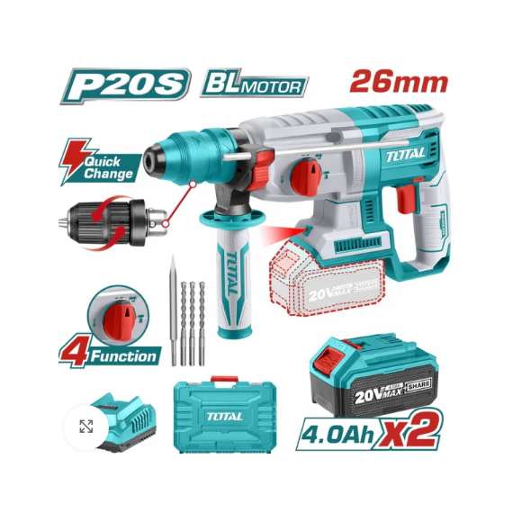 Buy Total  TRHLI202289 26mm 20v Lithium-Ion rotary hammer in [storefront]