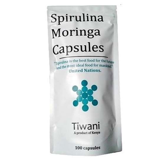Buy Tiwani Spirulina Moringa 100 Capsules Supplements in [storefront]
