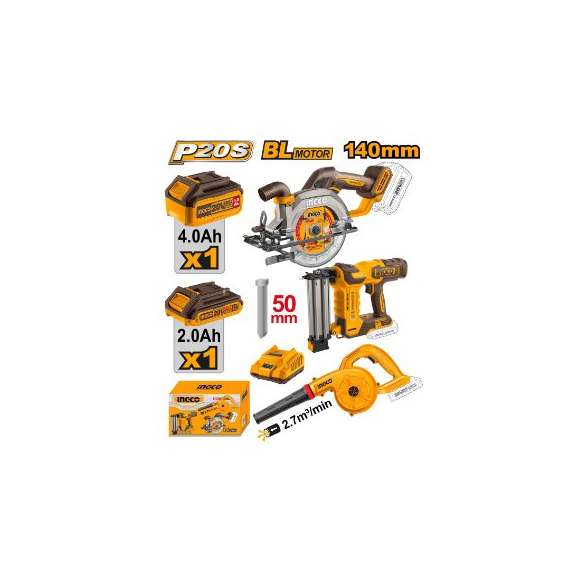 Buy Ingco COSLI240683 20V LI-ION Cordless 3 PCS Combo Kit in [storefront]