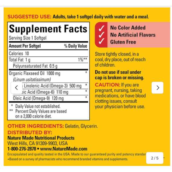 Buy Flaxseed Oil 1000mg 100 Softgel Supplement in Kenya
