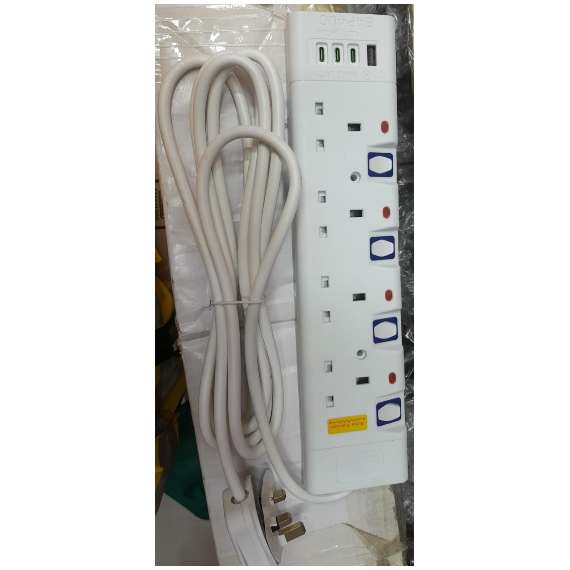 Buy JSB 4way 3 USB-C + USB A port power Extension cable with surge protection in Kenya