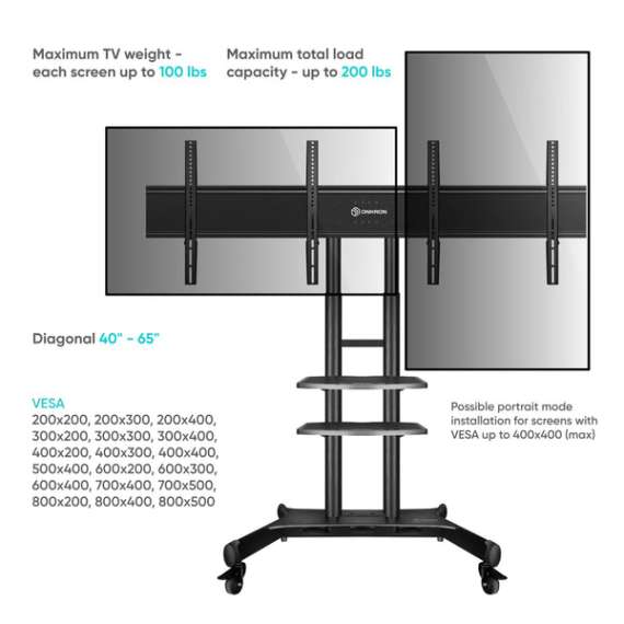 Buy ONKRON ADV-1881 Dual Screen VESA Panel Accessory for TS1881 Mobile TV Stand in Kenya
