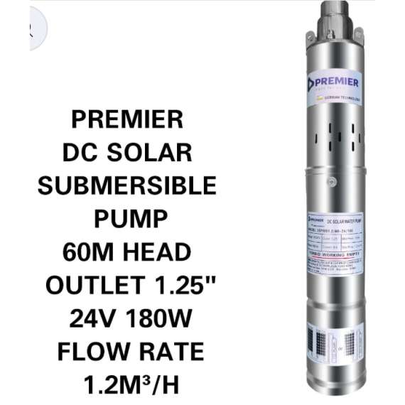 Buy Premier 60M 1.25" 180W 24V Solar Submersible Pump in Kenya