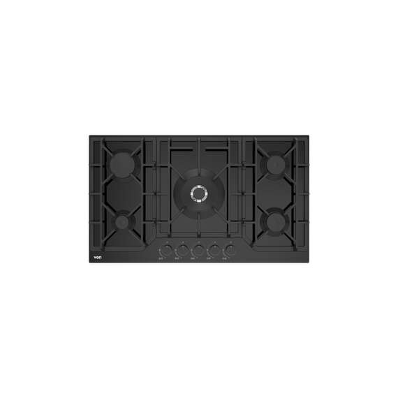 Buy VON VHB86535WFCK 5 Gas With WOK 90CM Black Glass Built In Hob in Kenya