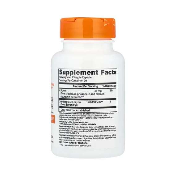 Buy Doctors Best 120000SPU High Potency Serrapeptase 90 Capsule Supplement in [storefront]