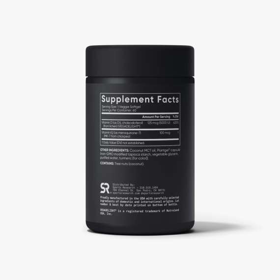 Buy Sports Research 125mcg D3 and 100mcg K2 60 Softgels Supplement in [storefront]