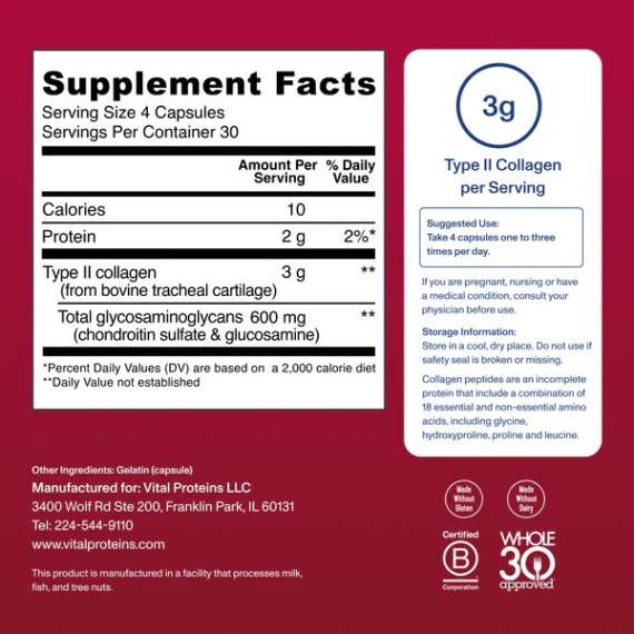 Buy Vital Proteins Cartilage Collagen 120Capsules Supplement in [storefront]