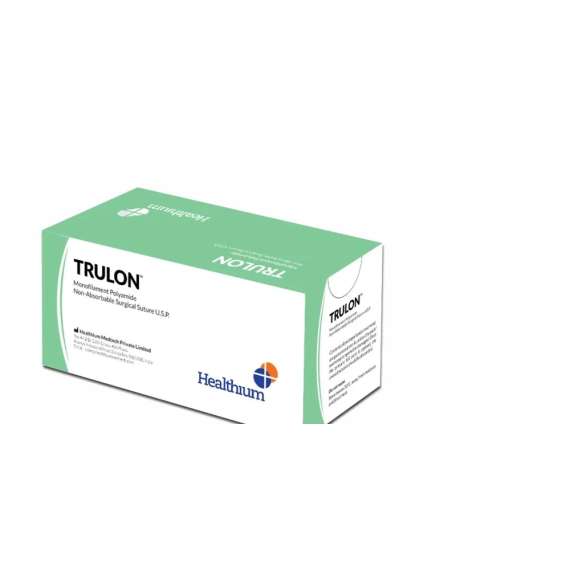 Buy Healthium Trulon 19mm 3/8C 4-0 75cm Reverse Cutting 12Pack Non Absorbable Nylon Surgical Sutures in Kenya